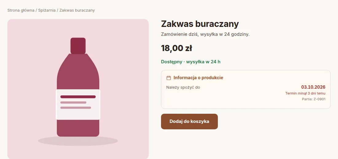 Karta zakwasu z terminem, który minął 3 dni temu