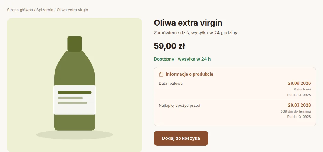 Karta oliwy z terminem odległym o ponad rok